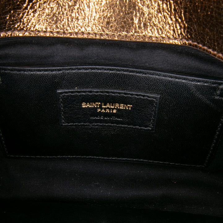 Medium Metallic Calfskin Chevron Monogram College Bag Brown - Gaby Paris