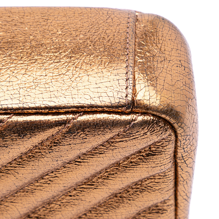 Medium Metallic Calfskin Chevron Monogram College Bag Brown - Gaby Paris