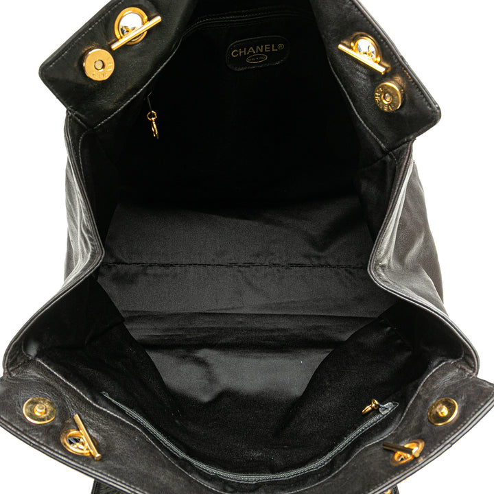 Quilted Lambskin Tassel Chain Shoulder Bag Black - Gaby Paris