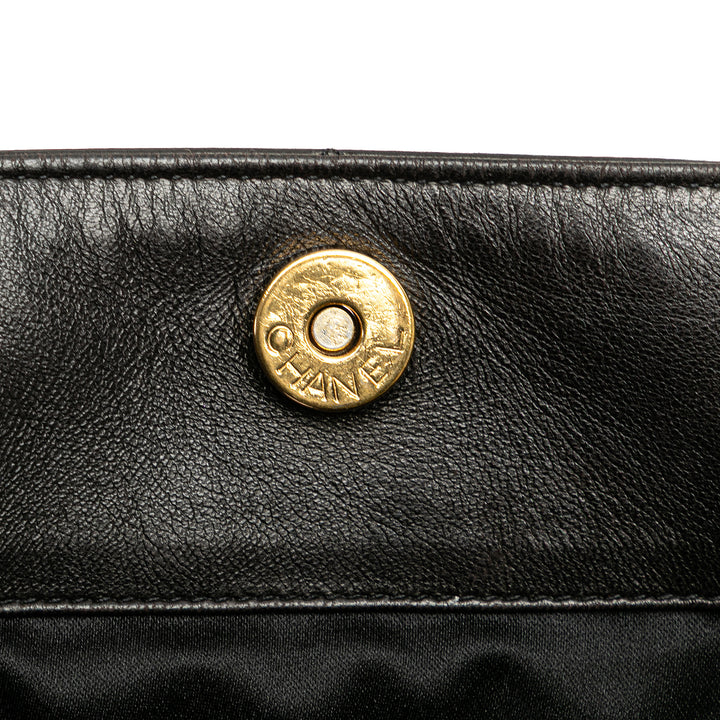 Quilted Lambskin Tassel Chain Shoulder Bag Black - Gaby Paris