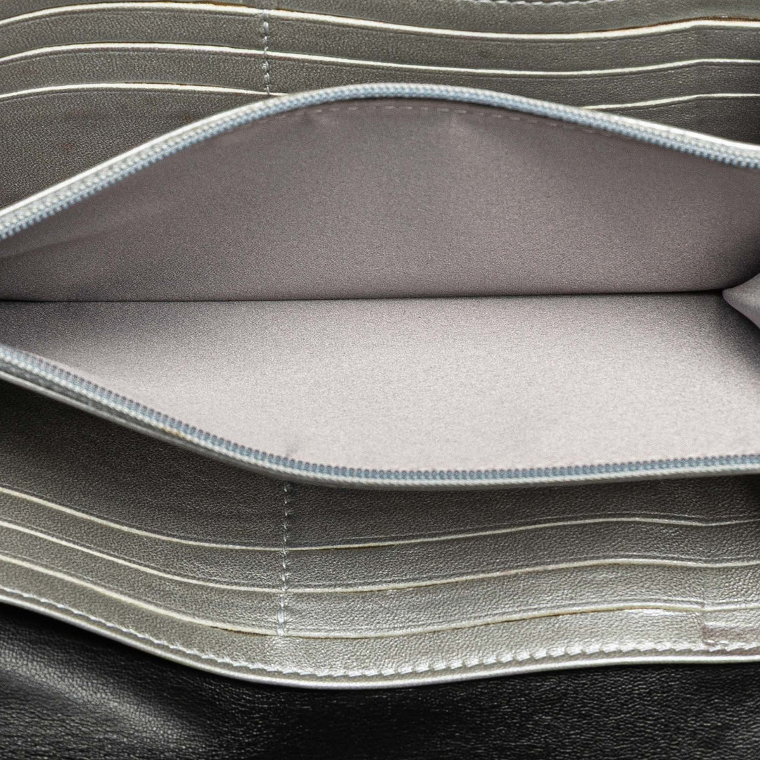 CC Embossed Calfskin Camellia Flap Wallet Black - Gaby Paris