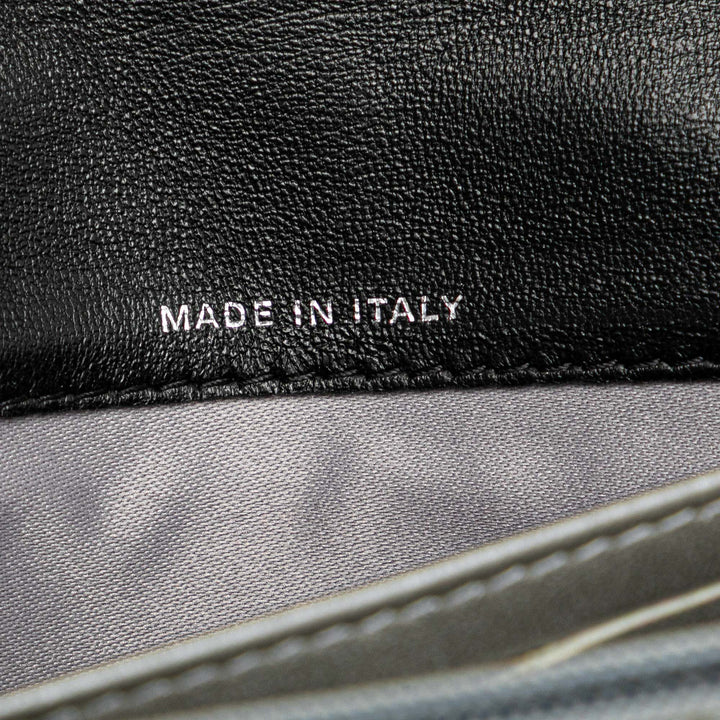 CC Embossed Calfskin Camellia Flap Wallet Black - Gaby Paris