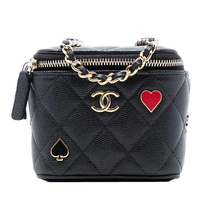 Chanel Vanity Matelassé Coco Casino Mini Cuir caviar Noir – vue principale – GABY PARIS