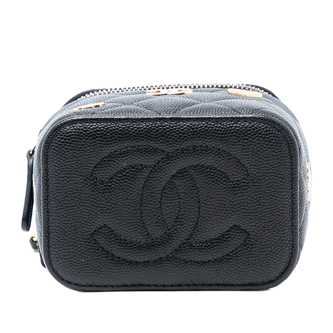 Chanel Vanity Matelassé Coco Casino Mini Cuir caviar Noir – vue 3 – GABY PARIS