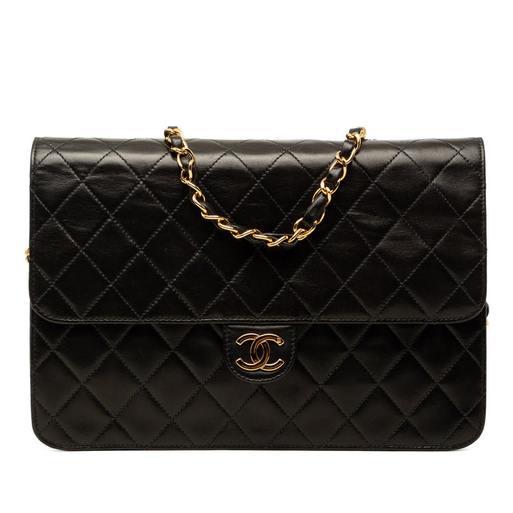 Chanel CC Matelassé Rabat simple Moyen Cuir d'agneau