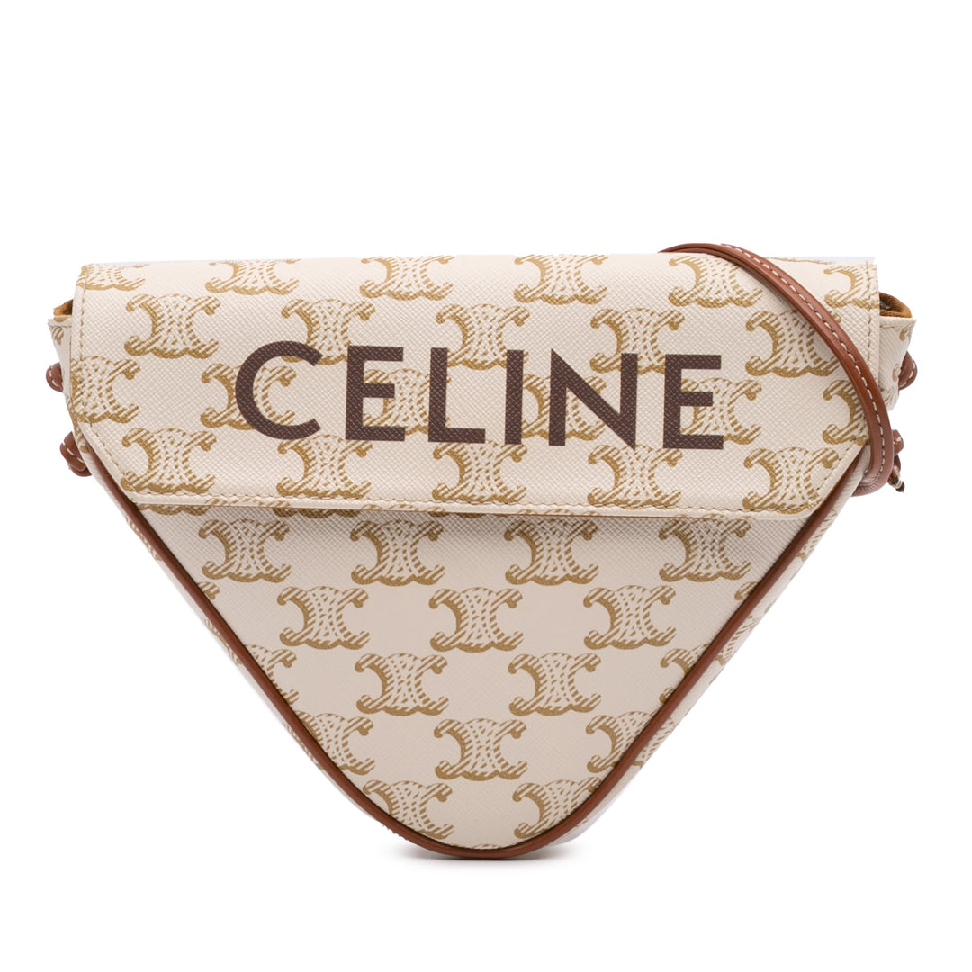 Coated Canvas Triomphe Triangle Crossbody White - Gaby Paris