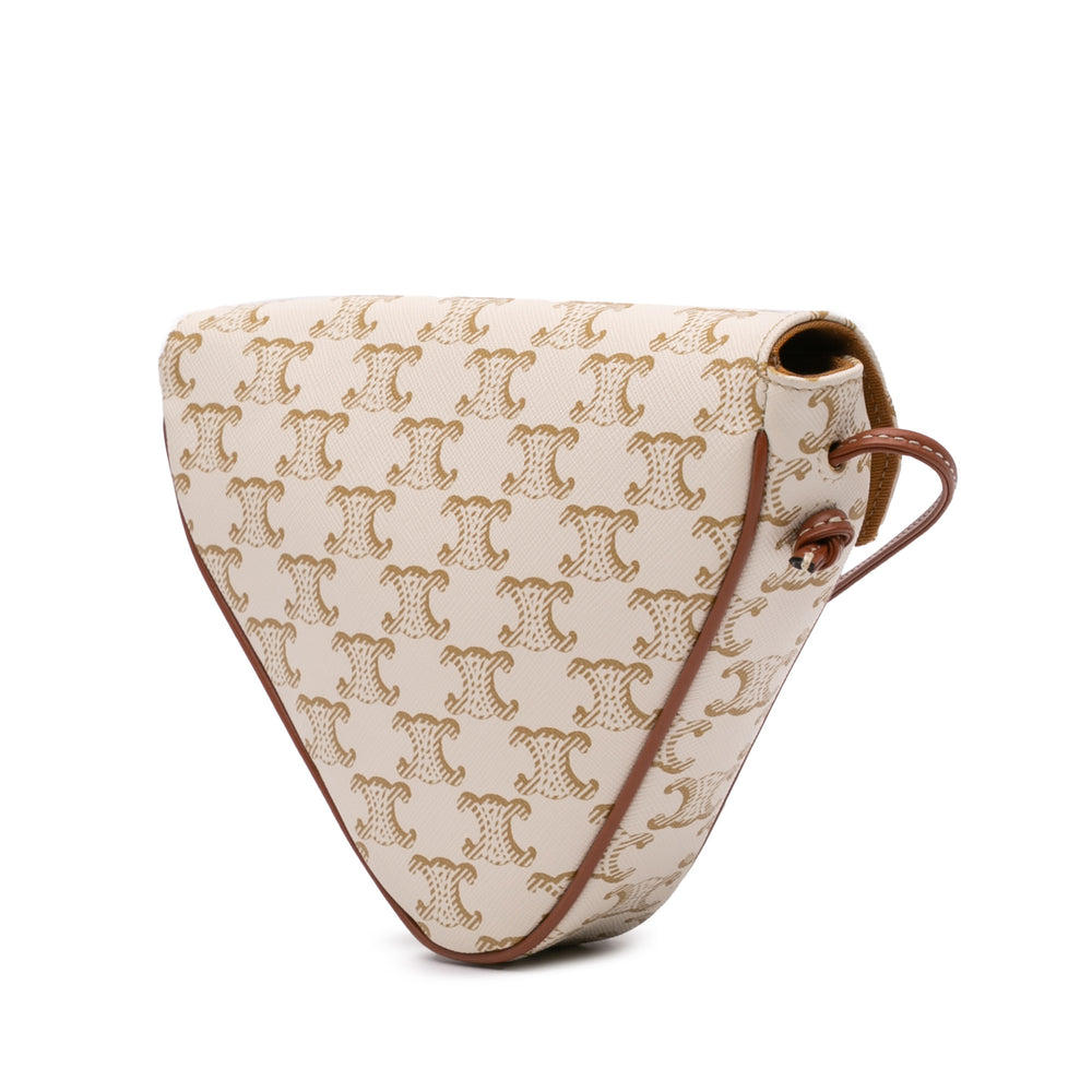 Coated Canvas Triomphe Triangle Crossbody White - Gaby Paris
