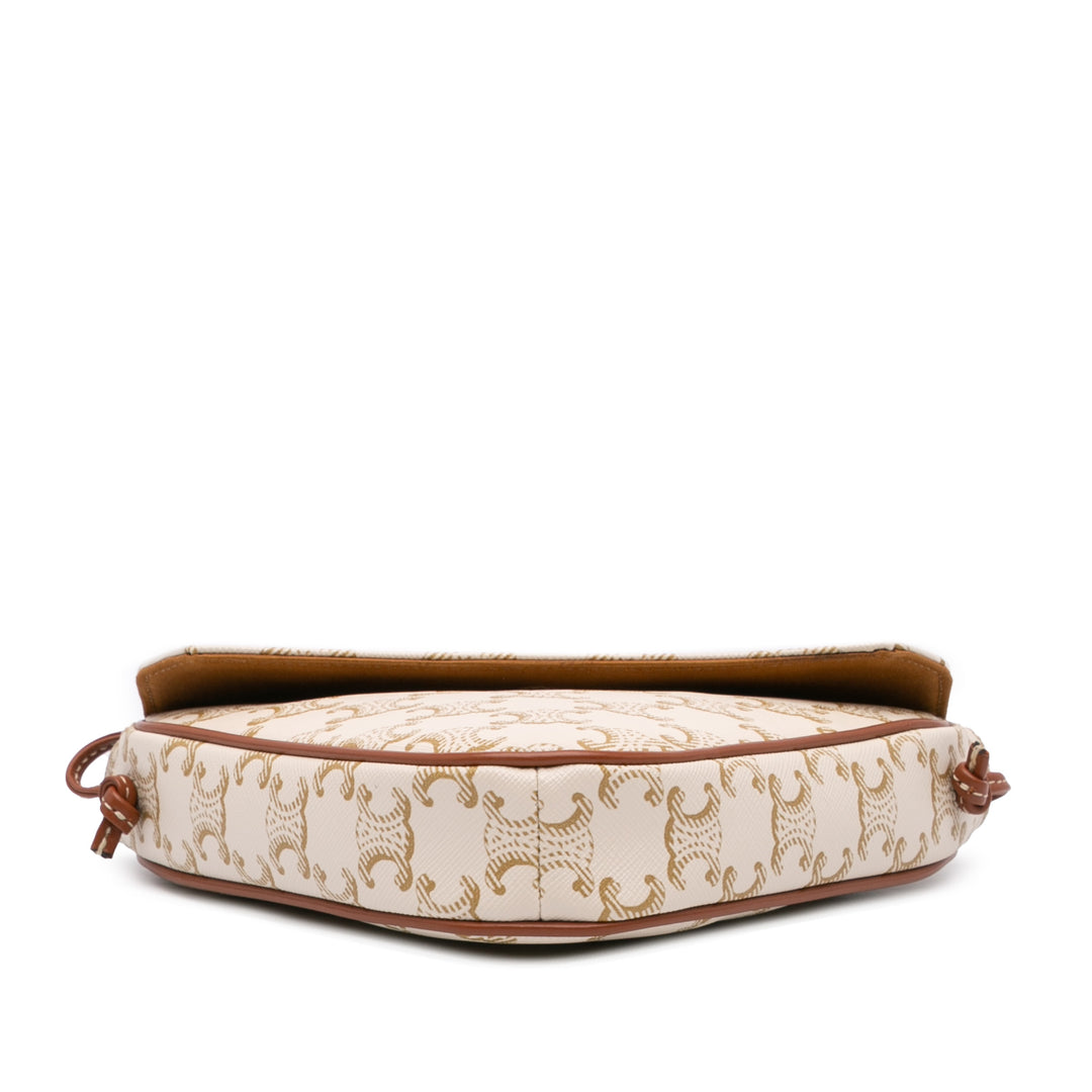 Coated Canvas Triomphe Triangle Crossbody White - Gaby Paris