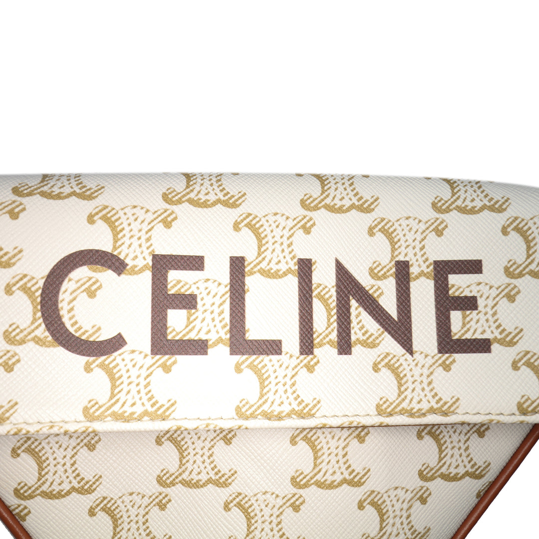 Coated Canvas Triomphe Triangle Crossbody White - Gaby Paris