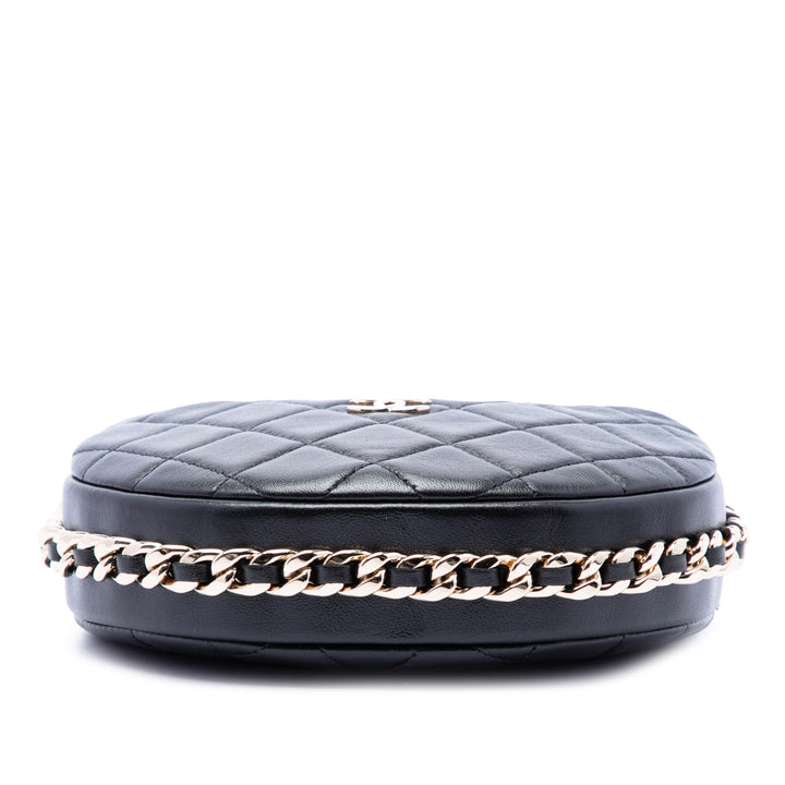 Chanel Matelassé Sac rond à chaîne Pochette Mini Cuir d'agneau Noir – vue 3 – GABY PARIS
