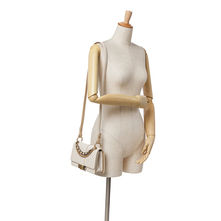 CC Stitched Calfskin Chain Flap White - Gaby Paris