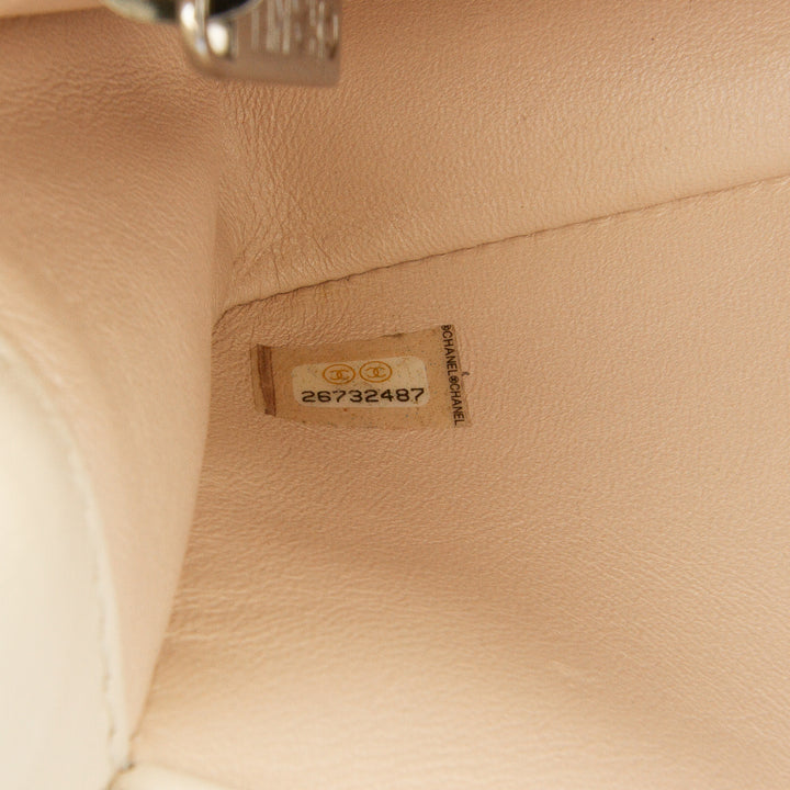 CC Stitched Calfskin Chain Flap White - Gaby Paris
