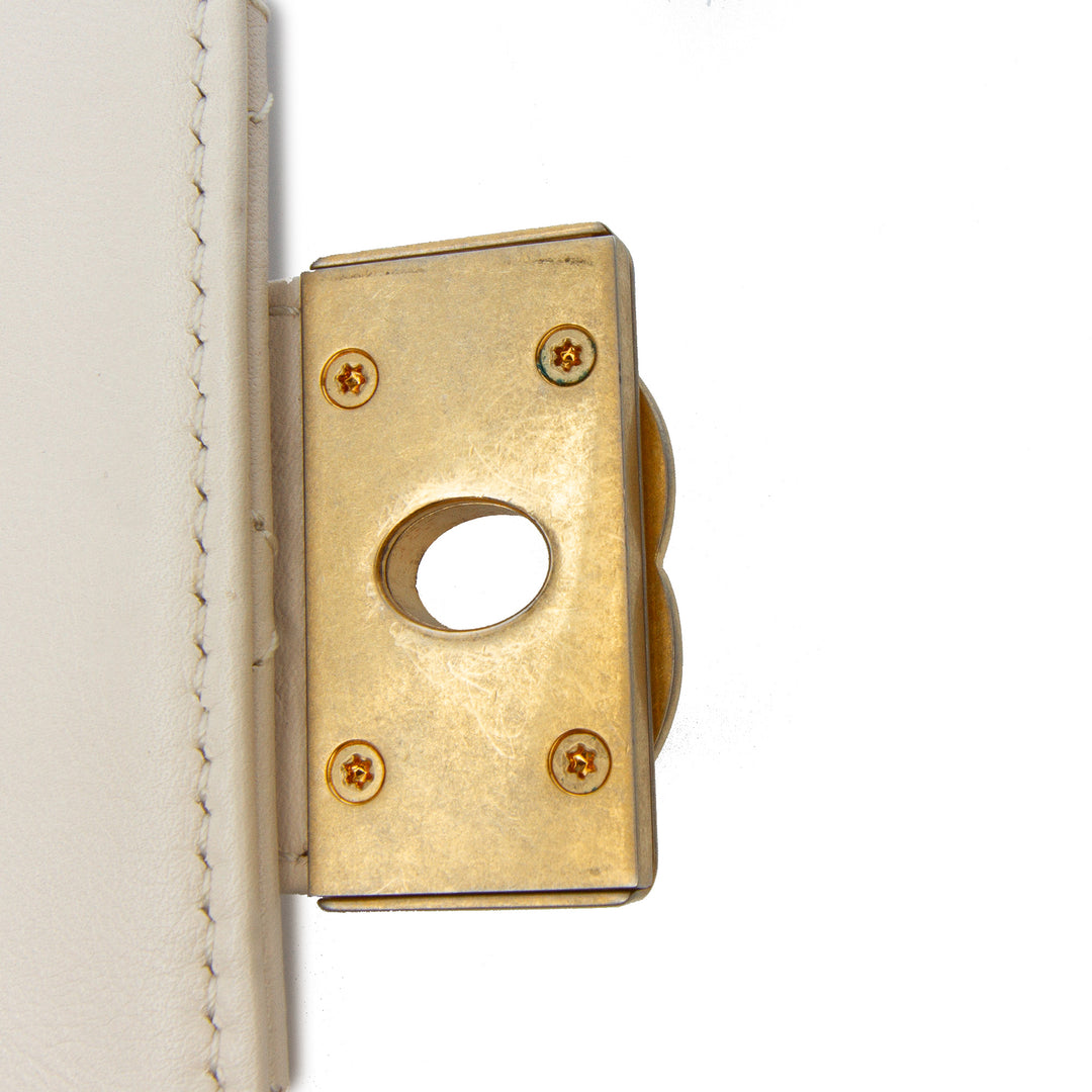CC Stitched Calfskin Chain Flap White - Gaby Paris