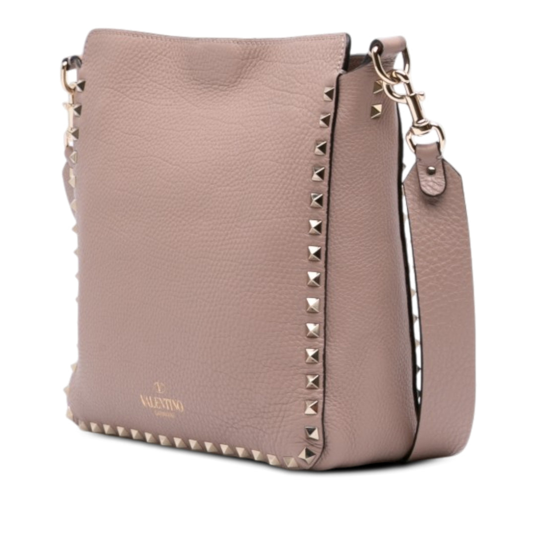 Valentino Grainy Rockstud Flip Lock Sac Messenger Petit Cuir de veau