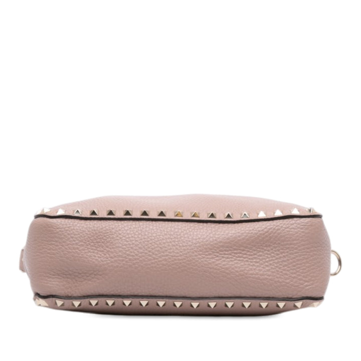 Valentino Grainy Rockstud Flip Lock Sac Messenger Petit Cuir de veau