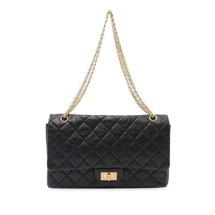 Reissue 2.55 Aged Calfskin Double Flap 226 Black - Gaby Paris