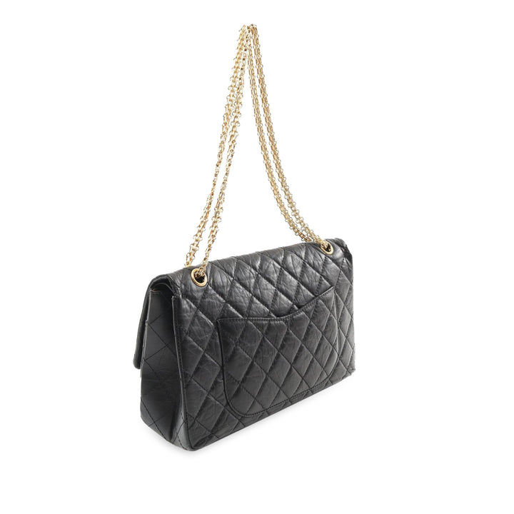 Reissue 2.55 Aged Calfskin Double Flap 226 Black - Gaby Paris