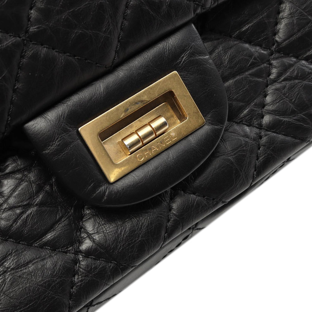 Reissue 2.55 Aged Calfskin Double Flap 226 Black - Gaby Paris