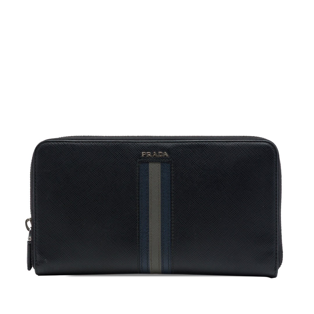 Rayé Portefeuille long zippé Saffiano Noir