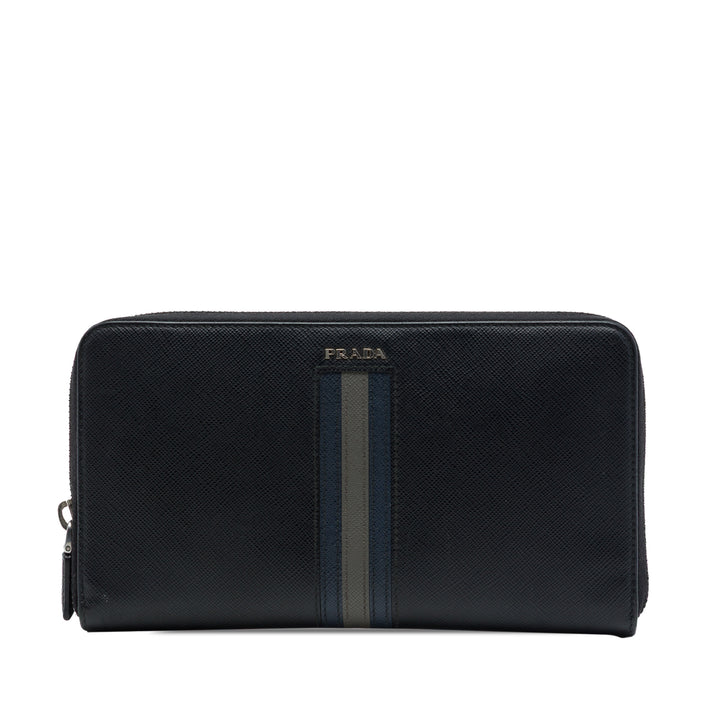 Rayé Portefeuille long zippé Saffiano Noir