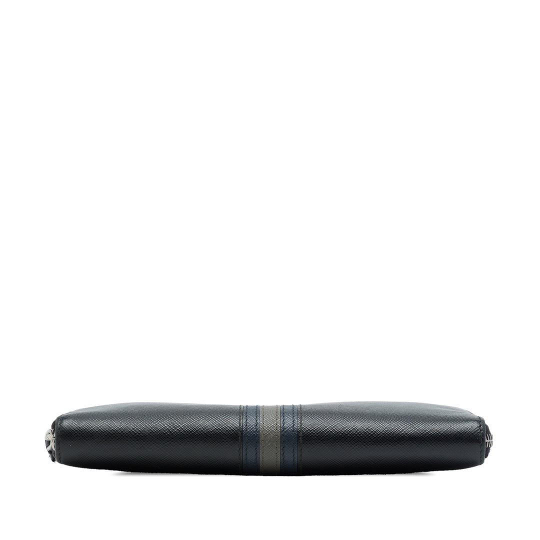 Rayé Portefeuille long zippé Saffiano Noir
