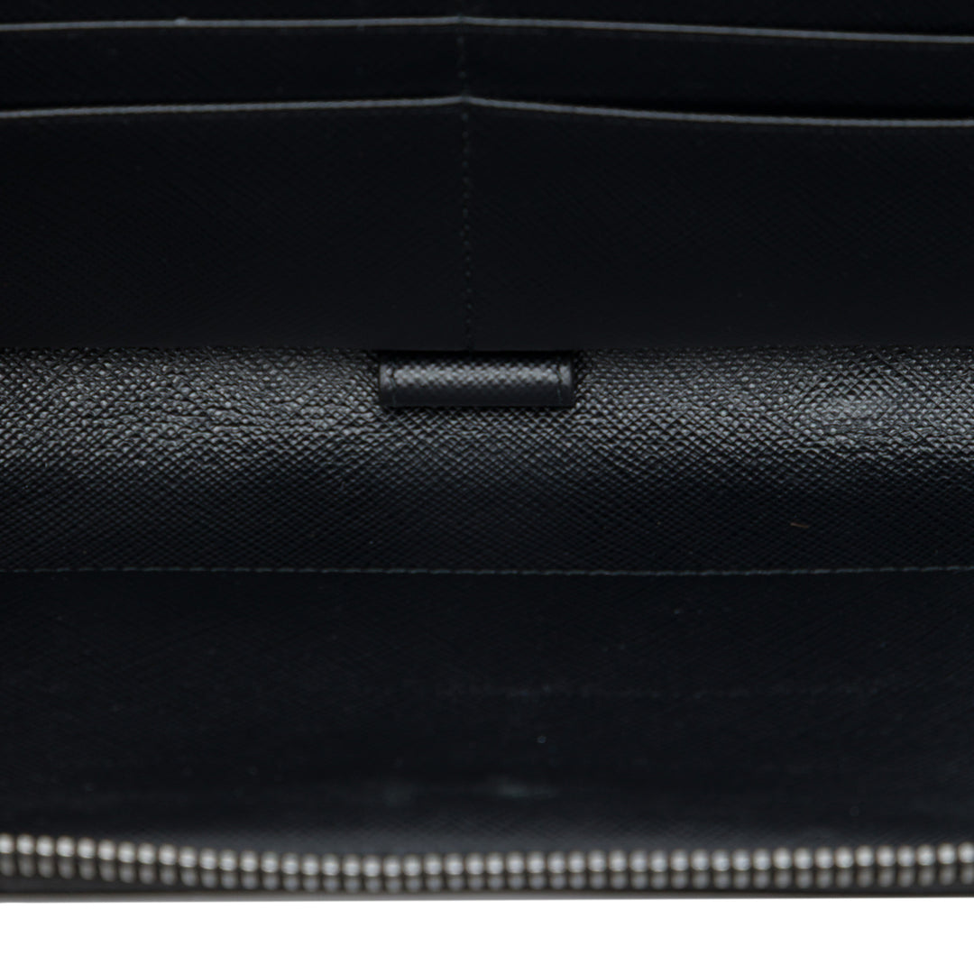 Rayé Portefeuille long zippé Saffiano Noir