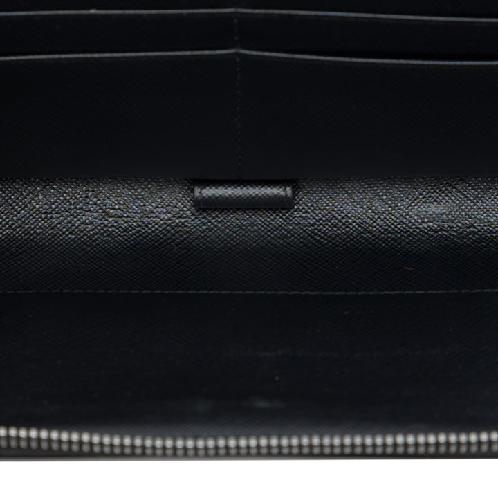 Rayé Portefeuille long zippé Saffiano Noir
