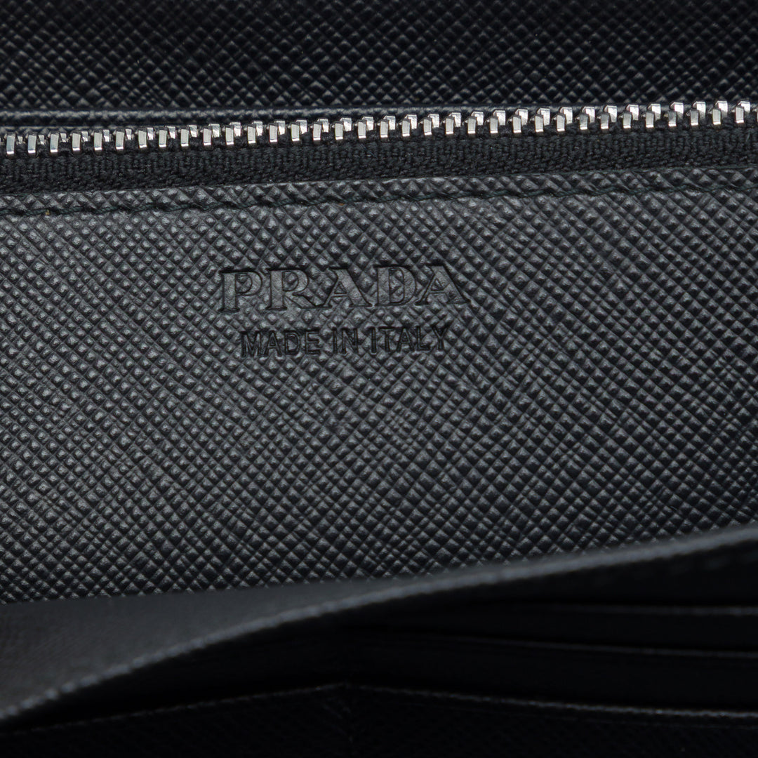Rayé Portefeuille long zippé Saffiano Noir