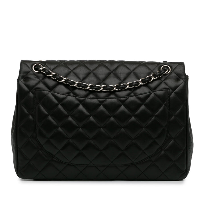 Maxi Classic Lambskin Double Flap Black - Gaby Paris