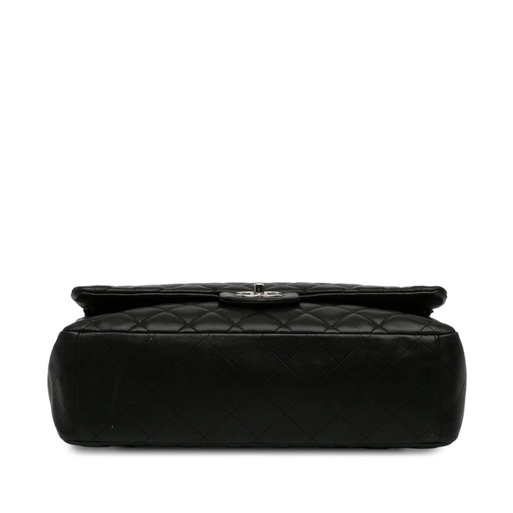 Maxi Classic Lambskin Double Flap Black - Gaby Paris