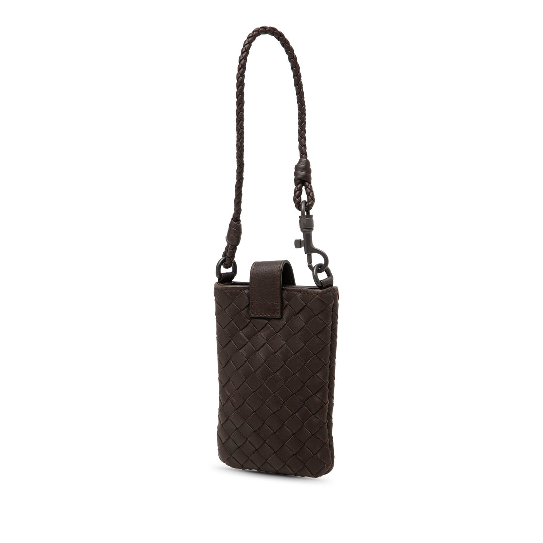 Bottega Veneta Étui téléphone Intrecciato nappa Marron – vue 2 – GABY PARIS