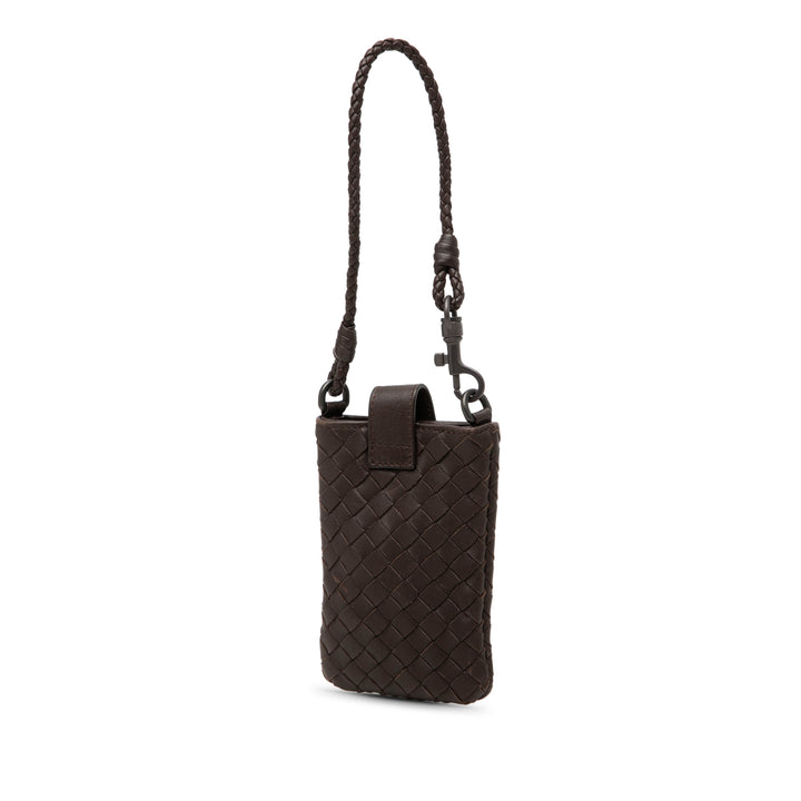Bottega Veneta Étui téléphone Intrecciato nappa Marron – vue 2 – GABY PARIS