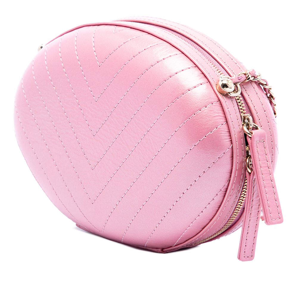 Chanel Chevron Surpiqué La Pausa Evening Sac Cuir de veau Rose – vue 2 – GABY PARIS