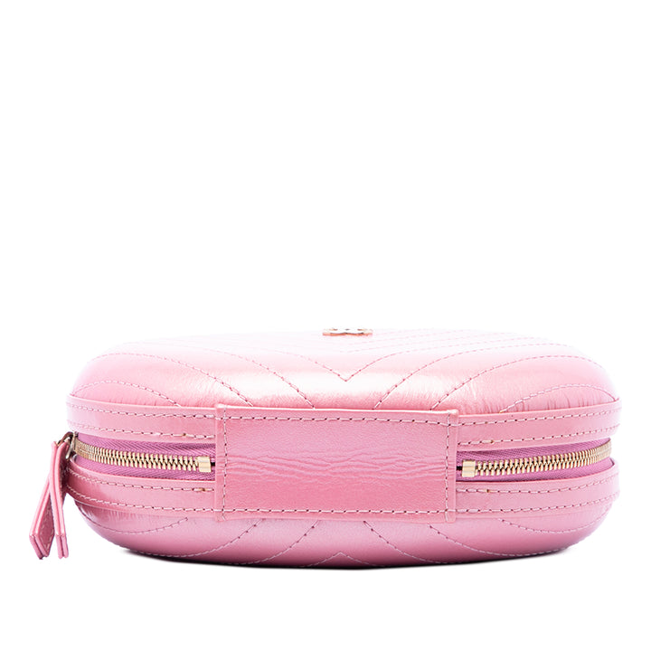 Chanel Chevron Surpiqué La Pausa Evening Sac Cuir de veau Rose – vue 3 – GABY PARIS