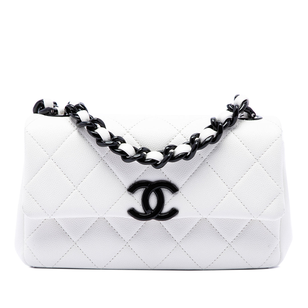 Chanel Sac bandoulière Matelassé My Everything à rabat Petit Cuir caviar Blanc – vue principale – GABY PARIS