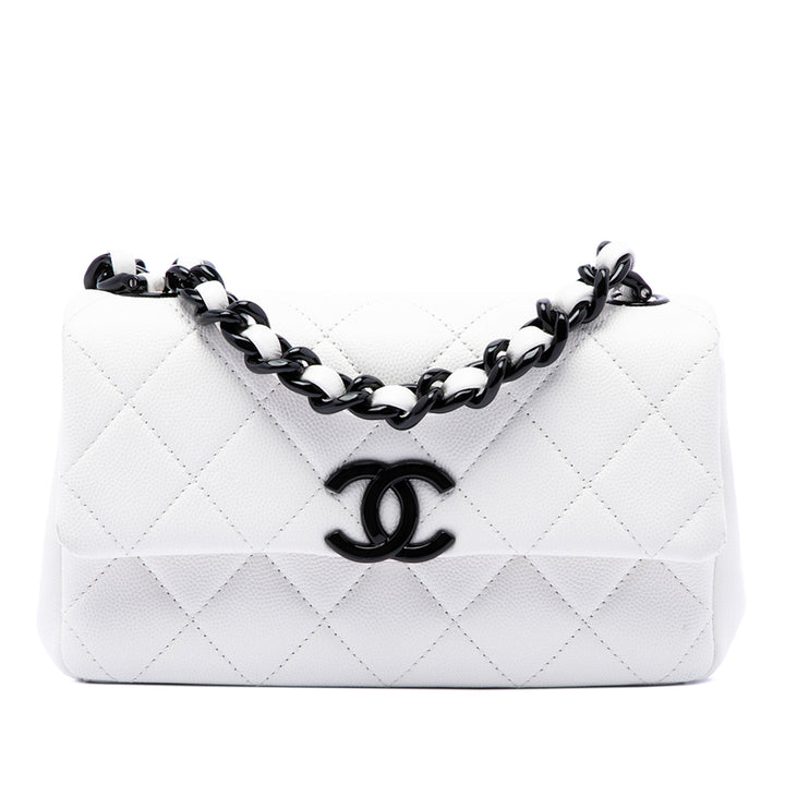 Chanel Sac bandoulière Matelassé My Everything à rabat Petit Cuir caviar Blanc – vue principale – GABY PARIS