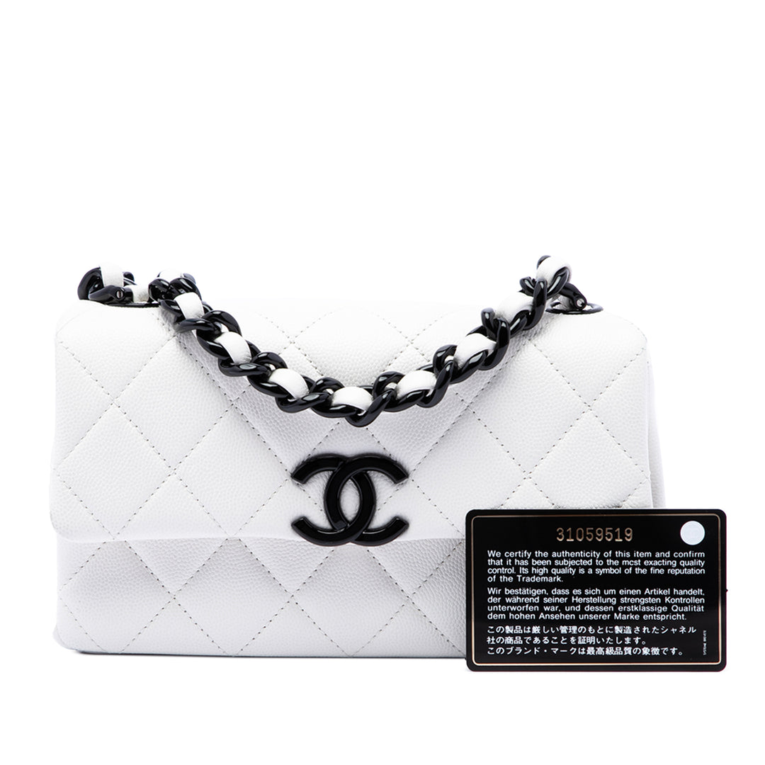 Chanel Sac bandoulière Matelassé My Everything à rabat Petit Cuir caviar Blanc – vue 7 – GABY PARIS