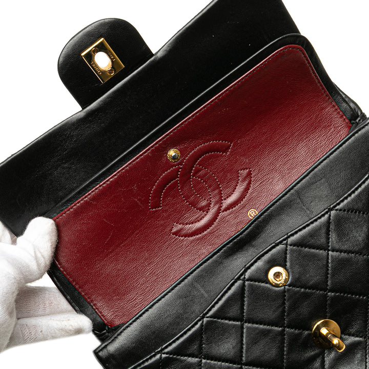 Chanel Small Classic Cuir d’agneau Double rabat Noir