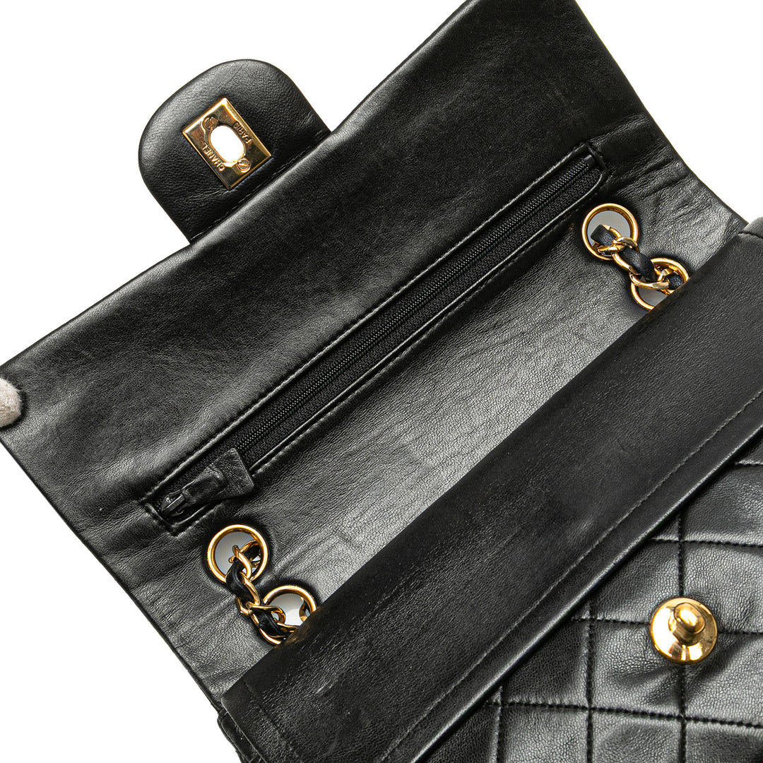 Chanel Small Classic Cuir d’agneau Double rabat Noir