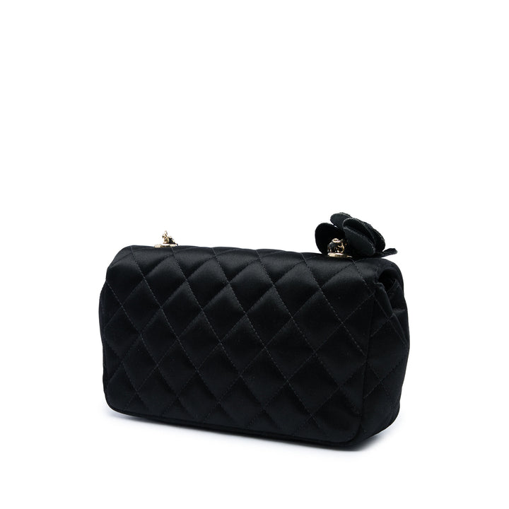 Chanel Sac bandoulière CC Matelassé Camellia à rabat Mini Noir – vue 2 – GABY PARIS