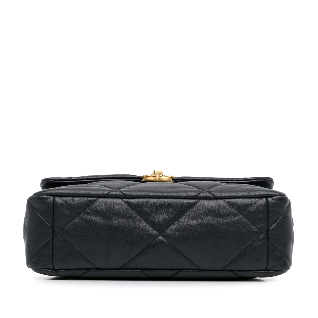 Large Lambskin 19 Flap Black - Gaby Paris