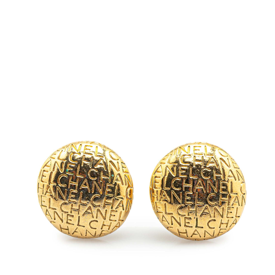 Gold Plated Logo Clip On Earrings Gold - Gaby Paris