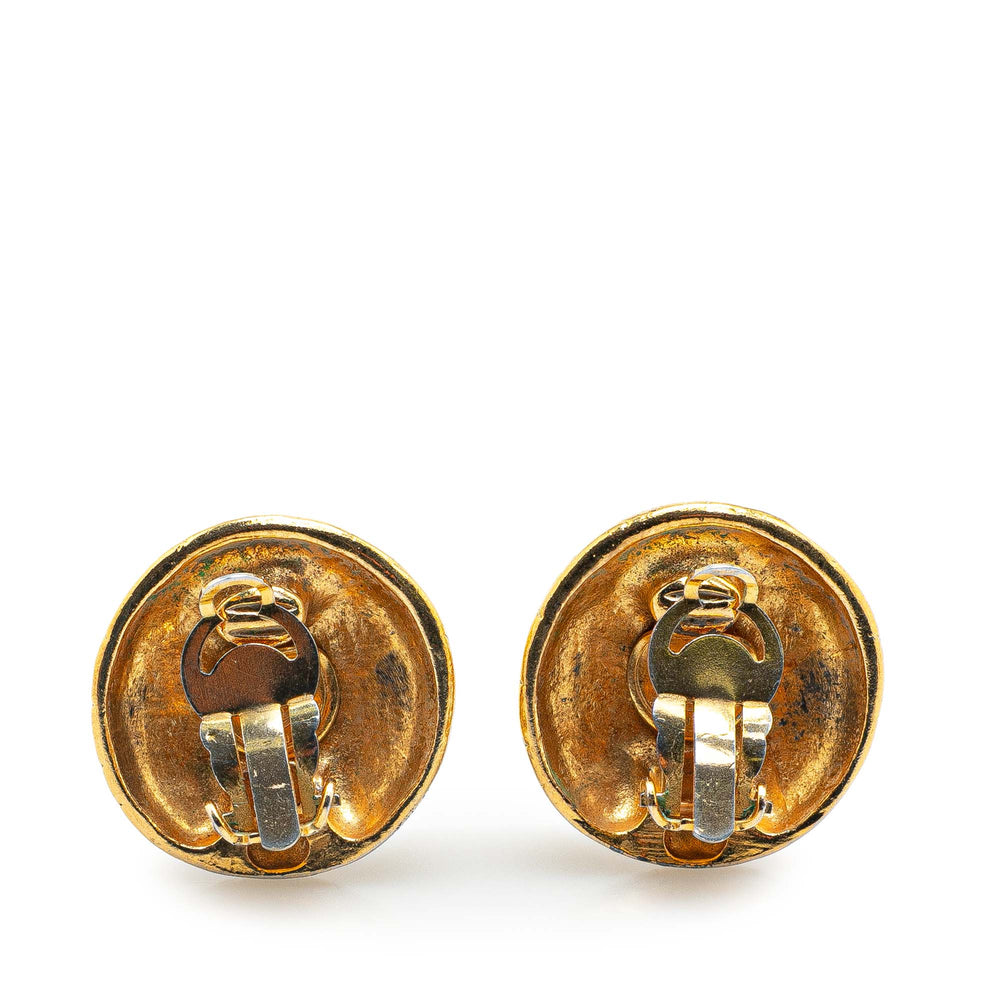 Gold Plated Logo Clip On Earrings Gold - Gaby Paris