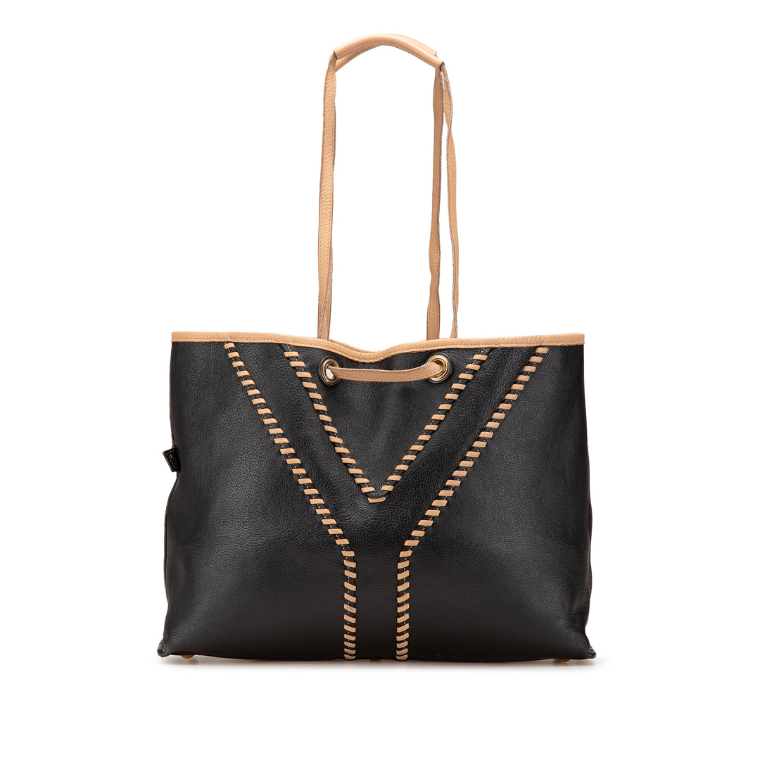 Leather Reversible Neo Double Tote Black - Gaby Paris