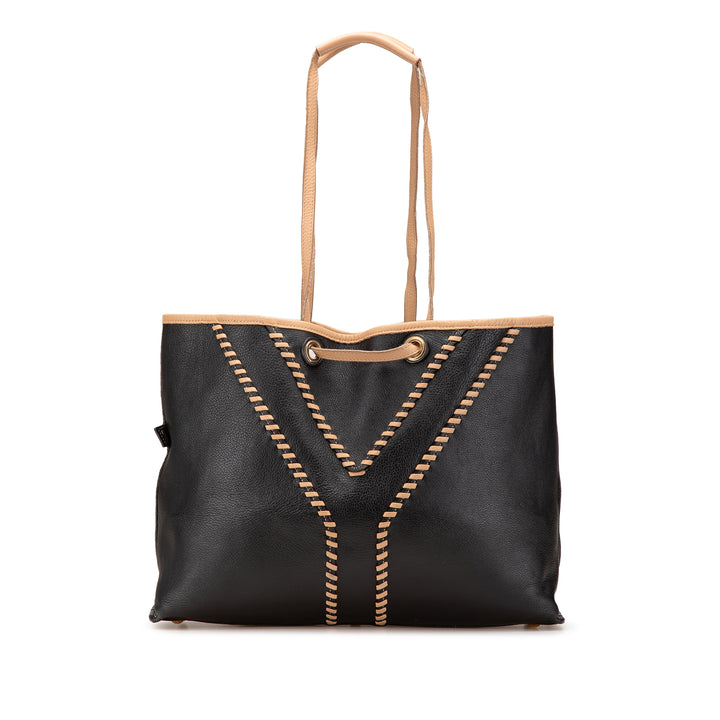 Leather Reversible Neo Double Tote Black - Gaby Paris