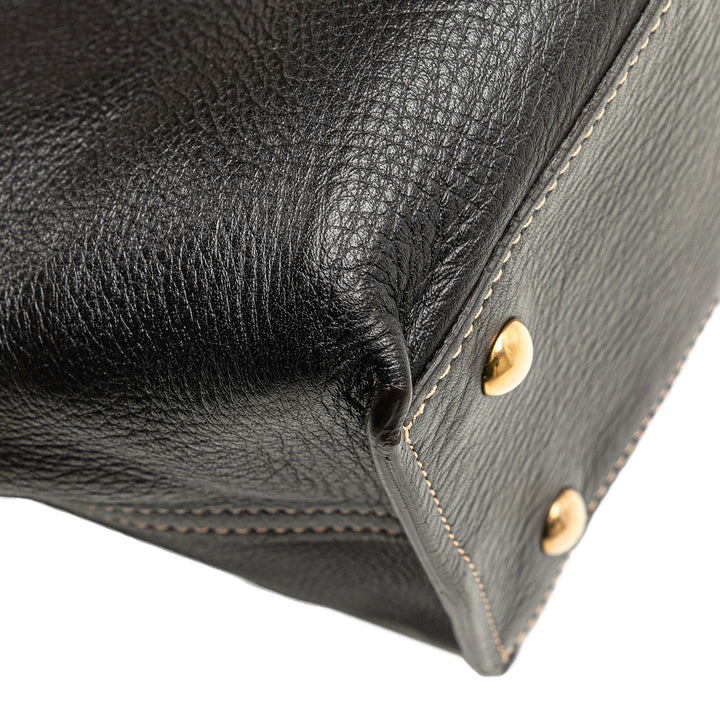 Leather Reversible Neo Double Tote Black - Gaby Paris