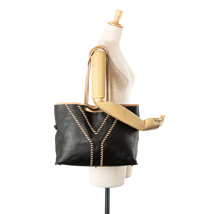 Leather Reversible Neo Double Tote Black - Gaby Paris