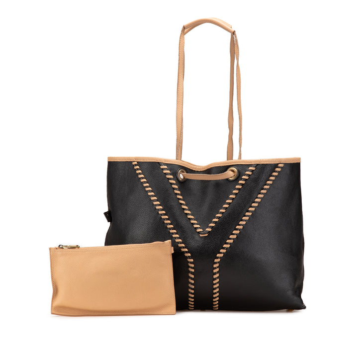 Leather Reversible Neo Double Tote Black - Gaby Paris