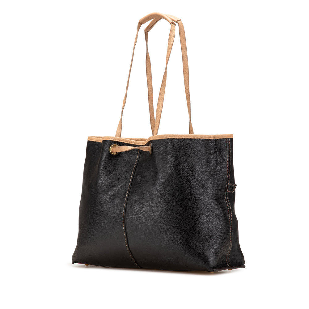 Leather Reversible Neo Double Tote Black - Gaby Paris