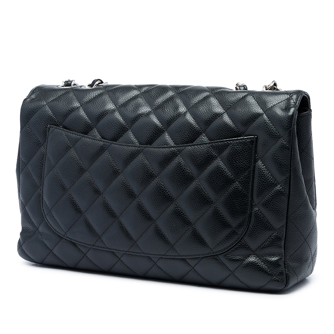 Chanel Sac porté épaule Classic Rabat simple Jumbo Cuir caviar Noir – vue 2 – GABY PARIS